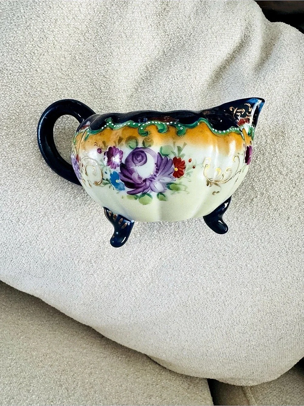 Antique Nippon hand-painted porcelain creamer